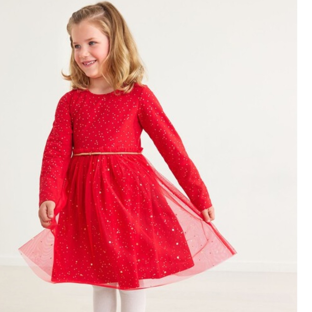 Hanna Andersson dress red & gold us10/140 cm